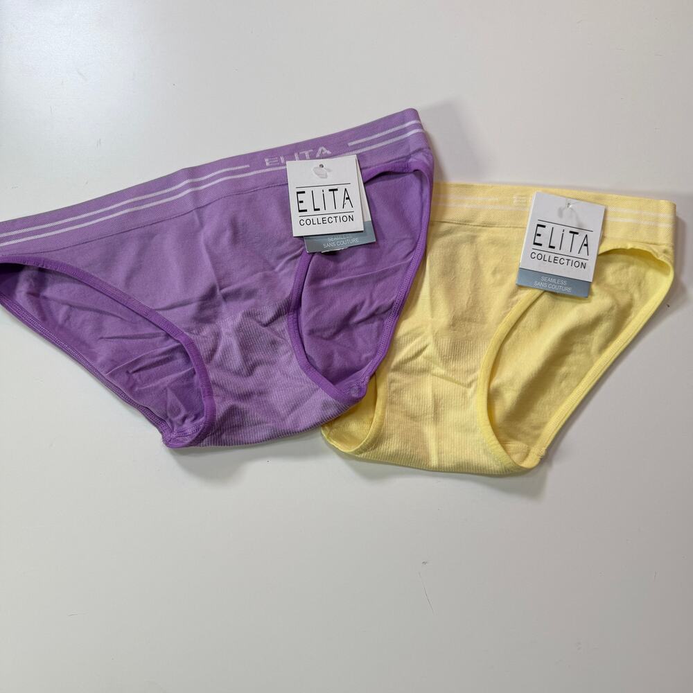 Elita Seamless low rise bikini panty set of 2 Yellow/purple Small  $40 retail